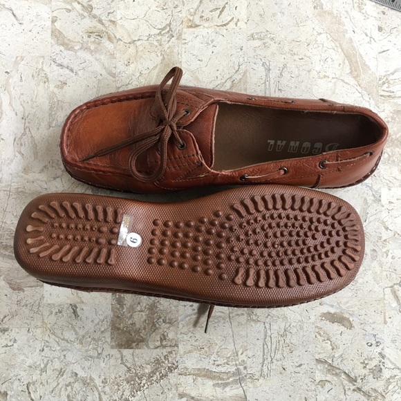 Vintage Brown Leather Boat Shoe Moccasin Low Heel Lace Up New Size 8.5-8 - Picture 2 of 8